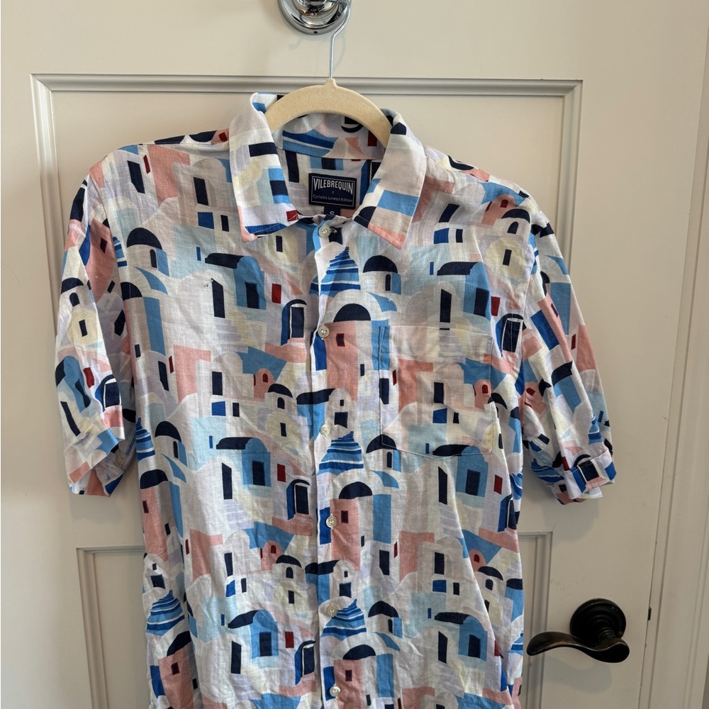 Vilebrequin Cyclades limited edition Blue and Pink Patterned Men's Shirt